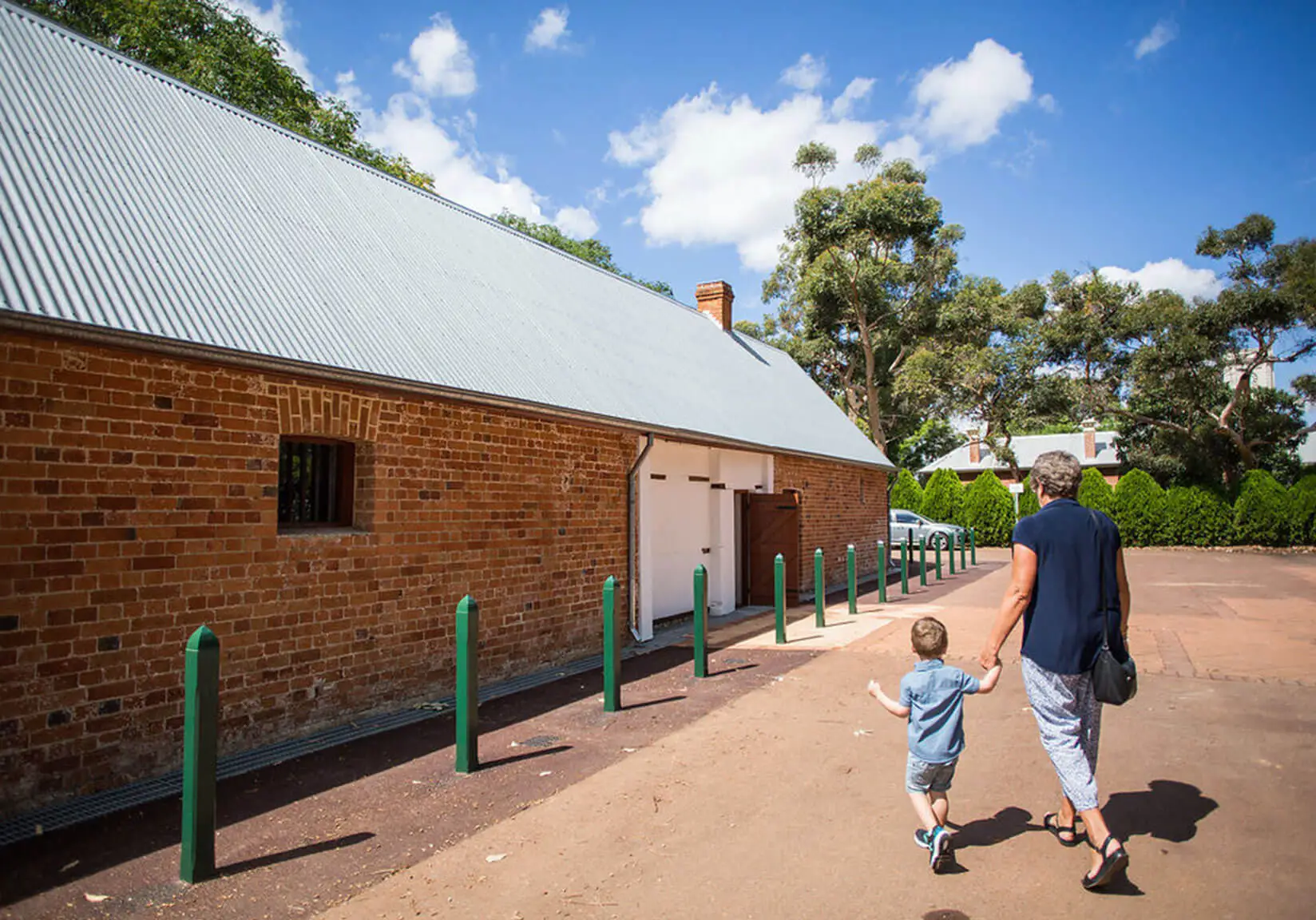 Front of Colonial Gaol with visitors